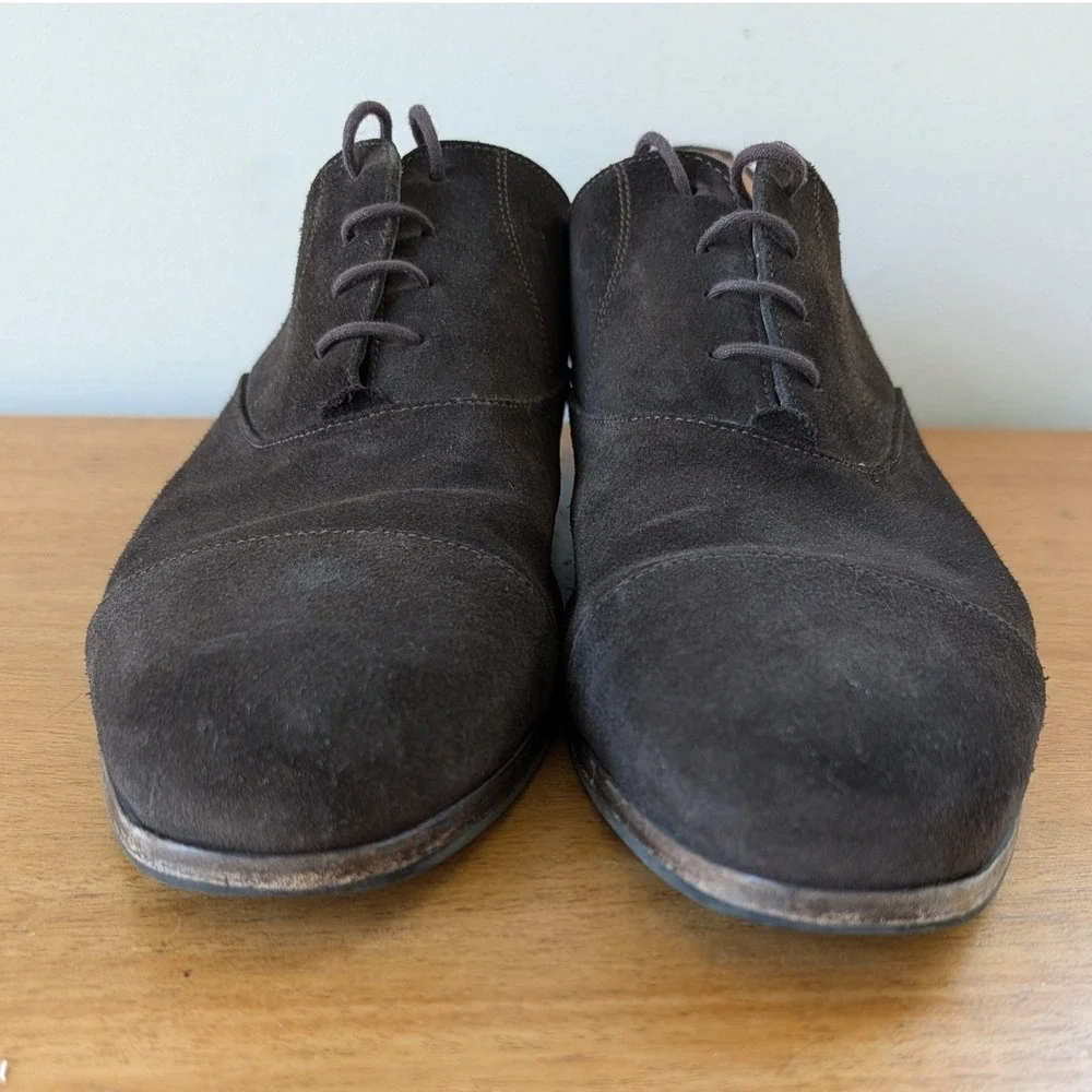 Wolf & Shepherd Closer Cap Toe Oxford Brown Suede Dress Shoes 9717 D 13 P